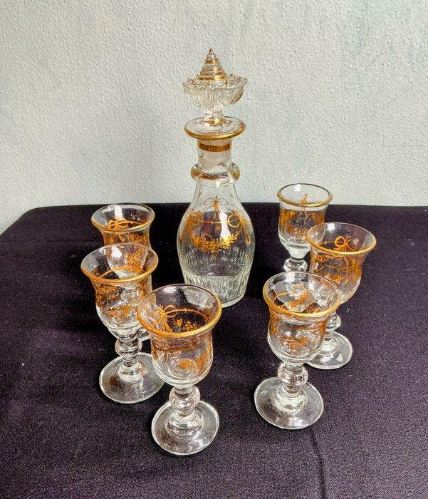 Drinkset - Glas, Hout, Porselein, Antiquités & Art, Antiquités | Verre & Cristal