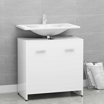 vidaXL Badkamerkast 60x33x61 cm bewerkt hout wit, Huis en Inrichting, Verzenden, Nieuw