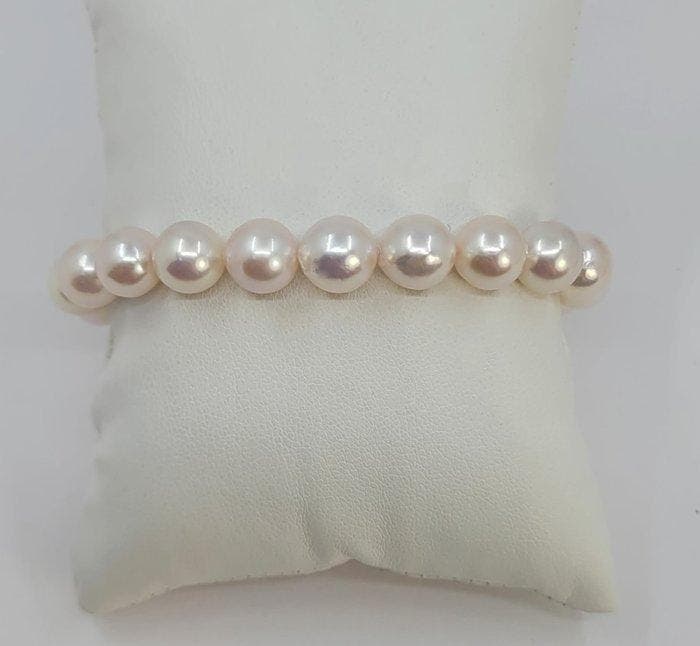 Bracelet Perles Akoya brillantes de 8,5x9 mm, Handtassen en Accessoires, Antieke sieraden