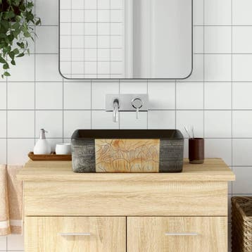 vidaXL Opzetwasbak rechthoekig 46x35,5x13 cm keramiek zwart, Doe-het-zelf en Bouw, Sanitair, Verzenden, Nieuw