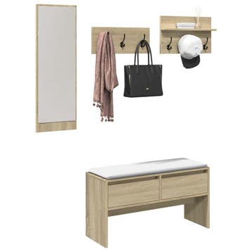 vidaXL 4-delige Garderobe set bewerkt hout sonoma, Verzenden