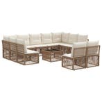 vidaXL Tuinbank Set 12 pcs Beige poly rattan, Verzenden
