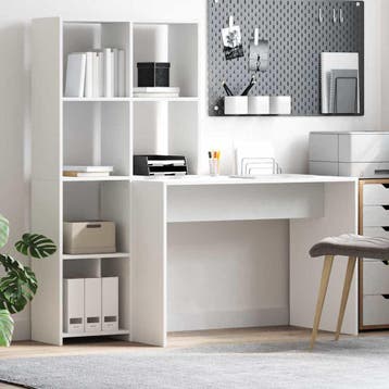 vidaXL Bureau met plank Wit 138,5 x 55 x 143 cm Bewerkt hout, Verzenden, Nieuw