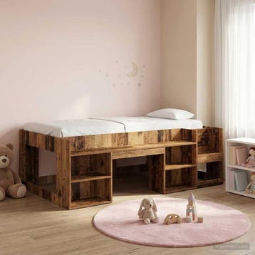 vidaXL Kinderbedframe met opbergruimte Oud hout 80 x 200 cm, Verzenden, Nieuw