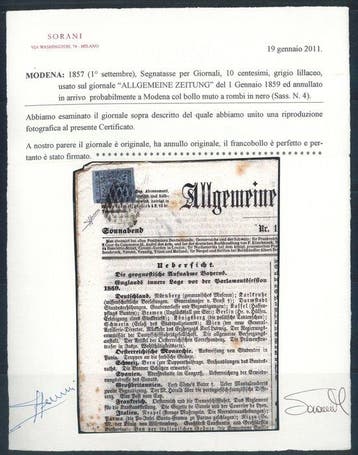 Italiaanse oude staten - Modena - 10 c. lilakleurig grijs., Gestempeld