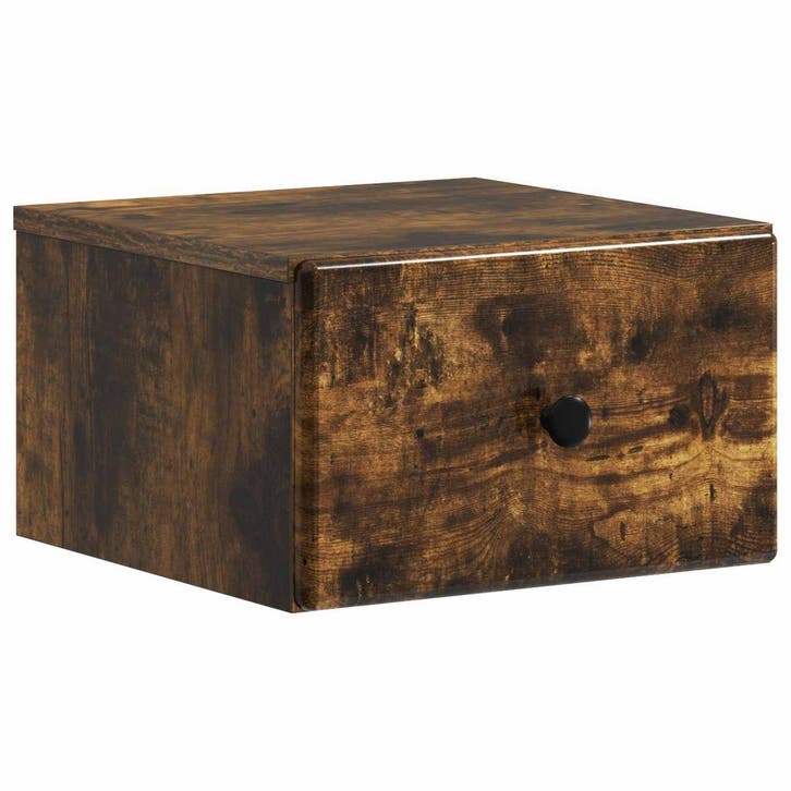 vidaXL Muurbevestigde Nachttafel Gerookt eiken 34,5 x 33 x, Maison & Meubles, Chambre à coucher | Tables de chevet, Envoi