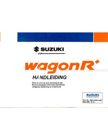 2000 SUZUKI WAGON R+ INSTRUCTIEBOEKJE NEDERLANDS
