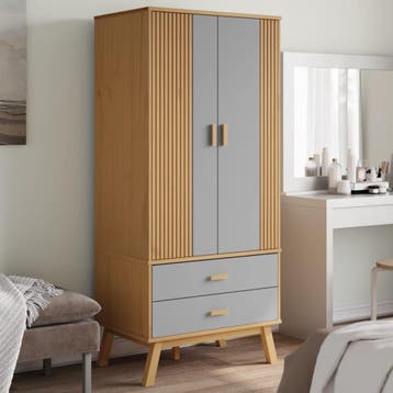 vidaXL Kledingkast OLDEN 76,5x53x172 cm grenenhout grijs en, Verzenden