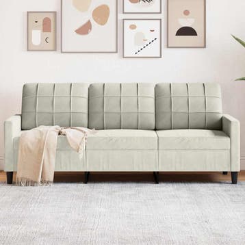 vidaXL Driezitsbank / zetel 180 cm fluweel crèmekleurig, Verzenden