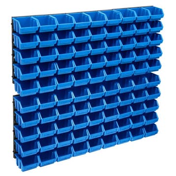 vidaXL 96-delige Opslagbakkenset met wandpanelen blauw en, Doe-het-zelf en Bouw, Verzenden, Nieuw
