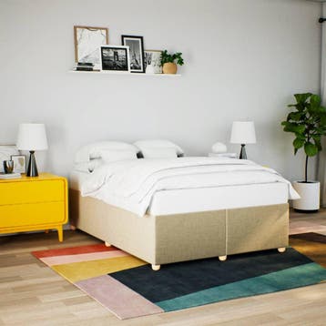 vidaXL Bedframe zonder matras stof crèmekleurig 160x200 cm, Verzenden