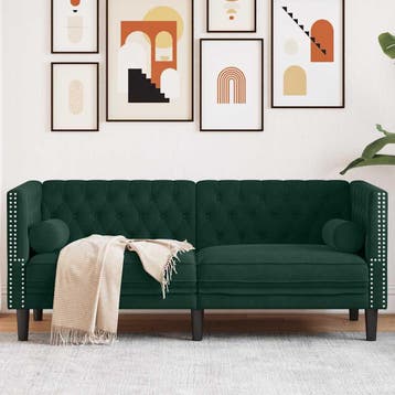 vidaXL Tweezitsbank Chesterfield-stijl en bolsters fluweel, Verzenden