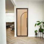 Stalen Binnendeur - Brons - 2 Vlaks rond - Mat glas, Minder dan 80 cm, Binnendeur, Nieuw, Metaal