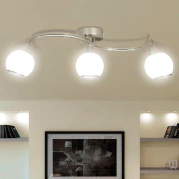 vidaXL Plafondlamp glazen kappen + golvende rail voor 3 x, Huis en Inrichting, Verzenden, Nieuw