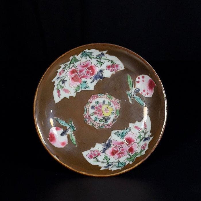 Kop en schotel - Tasse et sa soucoupe Famille Rose à fond, Antiquités & Art, Antiquités | Autres Antiquités