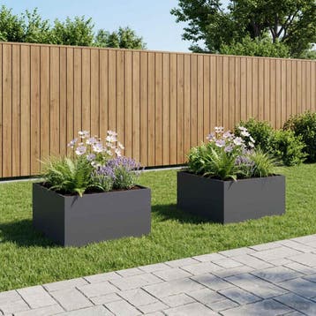 vidaXL Plantenbak 2 st Antraciet 60 x 60 x 40 cm Koudgewalst, Verzenden
