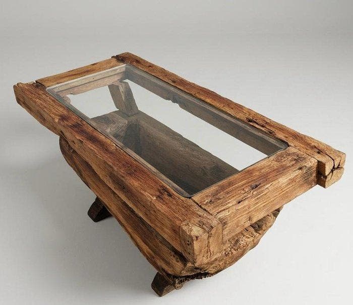 Trog - 2020+ - Tafel vervaardigd uit resthout, Antiek en Kunst, Kunst | Designobjecten