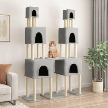 vidaXL Kattenmeubel met sisal krabpalen 199 cm lichtgrijs, Verzenden