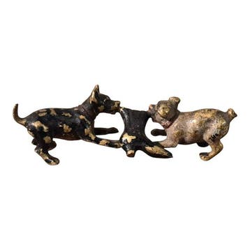 sculptuur, Due cani con stivale - 1 cm - Koud geverfd brons, Antiek en Kunst