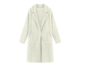 Veiling - Teddy jas voor dames wit - maat M