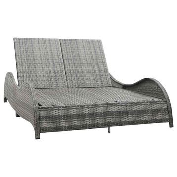 vidaXL Ligbed tweepersoons met kussen poly rattan antraciet, Verzenden, Nieuw