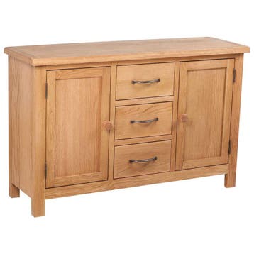 vidaXL Dressoir met 3 lades 110x33,5x70 cm massief eikenhout, Verzenden, Nieuw