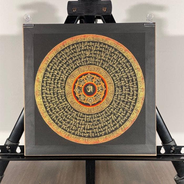 Painting of Tibetan Tradition - Mandala Mantra with OM and 8, Maison & Meubles, Maison & Meubles | Autre