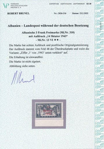 Duitse bezetting tijdens de Tweede Wereldoorlog - Albanië -, Gestempeld