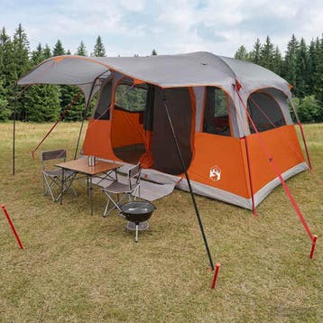 vidaXL Tunneltent met dak Grijs en Oranje 427 x 305 x 205 cm, Verzenden