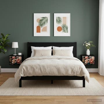 vidaXL Wandkastje voor Bed BORNE 2 st Zwart eiken 36 x 33 x, Verzenden