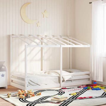 vidaXL Kinderbed met bedhuis 90x200 cm massief grenenhout, Huis en Inrichting, Verzenden, Nieuw