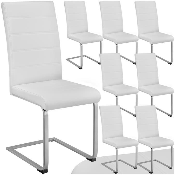 Sledestoelen, kunstleer - wit, Set van 8, Huis en Inrichting, Stoelen, Verzenden