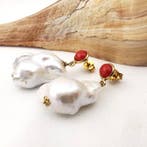 Koraal - Zilver - Oorbellen - Italiaans ambacht, Antiek en Kunst