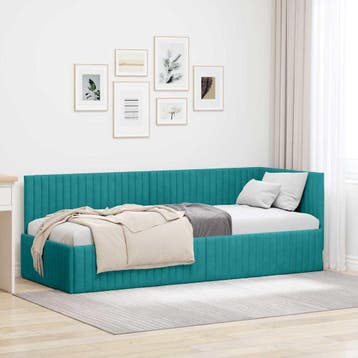 vidaXL Hoek Bed Frame met hoofdeinde Turquoise 80 cm x 200, Maison & Meubles, Chambre à coucher | Lits, Verzenden