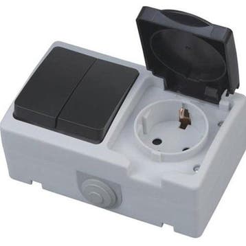 Waterdicht geaard buitenstopcontact IP54 met schakelaar, Doe-het-zelf en Bouw, Elektriciteit en Kabels, Verzenden, Nieuw