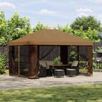vidaXL Tuin gazebo met zijwanden 4 × 3 m Beige Polyester en, Verzenden, Nieuw