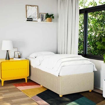 vidaXL Bedframe zonder matras 90x200 cm stof crèmekleurig, Verzenden