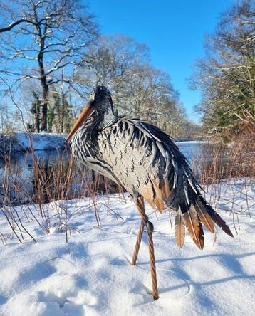 Figurine - Beeldje - Levensechte reiger - metal - Fer, Métal