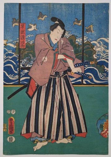 KUNISADA • Kabuki-scène • Japanse houtsnede • Ukiyo-e -, Antiquités & Art