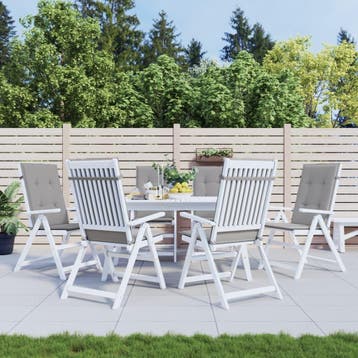 vidaXL Tuinstoelkussens 6 st hoge rug 120x50x3 cm stof grijs, Verzenden, Nieuw