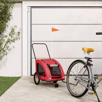 vidaXL Hondenfietstrailer oxford stof en ijzer rood, Verzenden