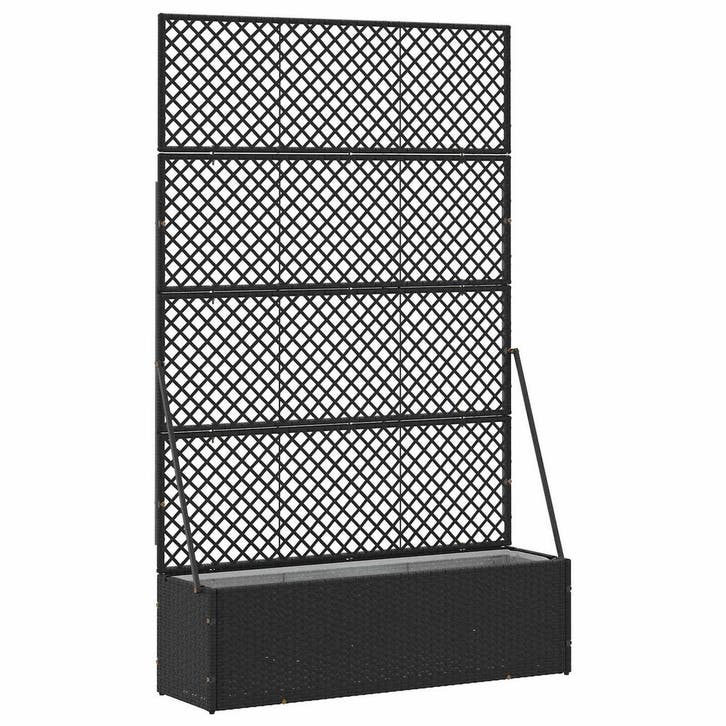 vidaXL Tuinhek plantenbak Zwart 105 x 30 x 170 cm Metaal, Tuin en Terras, Bloempotten, Nieuw, Verzenden