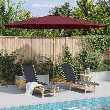 vidaXL Parasol met houten paal 350 cm bordeauxrood, Verzenden