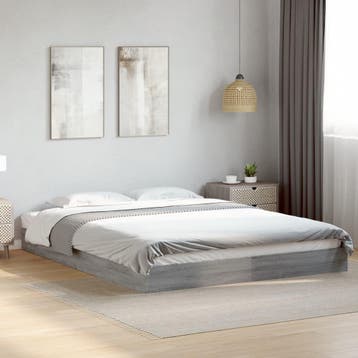 vidaXL Bedframe zonder matras 160x200 cm spaanplaat grijs, Verzenden, Nieuw