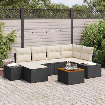 vidaXL Tuinbank Set 7 st Zwart en wit, Verzenden, Nieuw