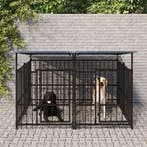 vidaXL Hondenkennel met dak 3,75 m² staal, Verzenden, Nieuw
