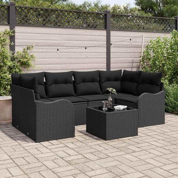 vidaXL Tuinbank Set Zwart 55 x 55 x 37 cm poly rattan, Verzenden