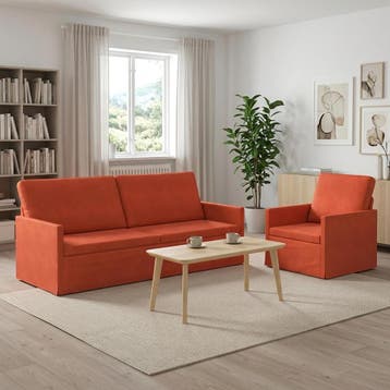 vidaXL bank / zetelstel 2 pcs Rood Oranje Corduroy stof, Verzenden, Nieuw