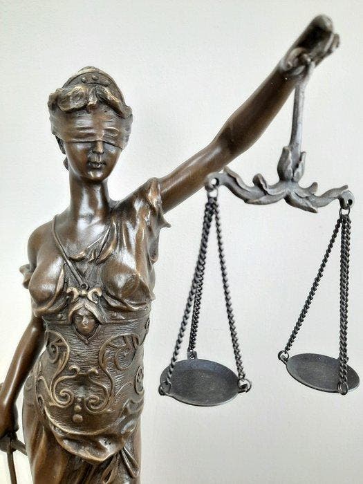 sculptuur, Groot beeld Vrouwe Justitia - 40 cm - Brons, Antiek en Kunst, Curiosa en Brocante