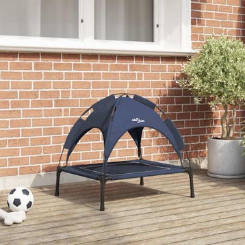 vidaXL Hondenbed 63 x 49,5 x 60 cm Staal Marineblauw, Verzenden, Nieuw